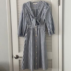 Madewell stripe cutout midi dress